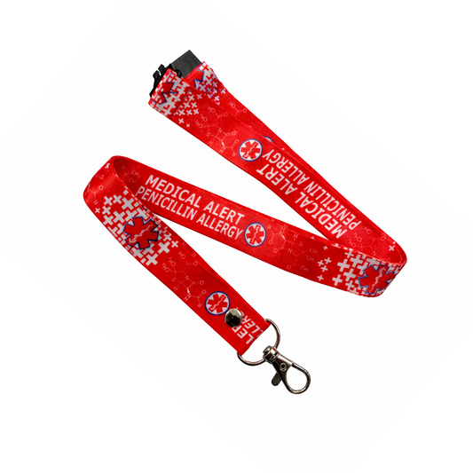 Medical Alert Penicillin Allergy Lanyard Safety breakaway clip