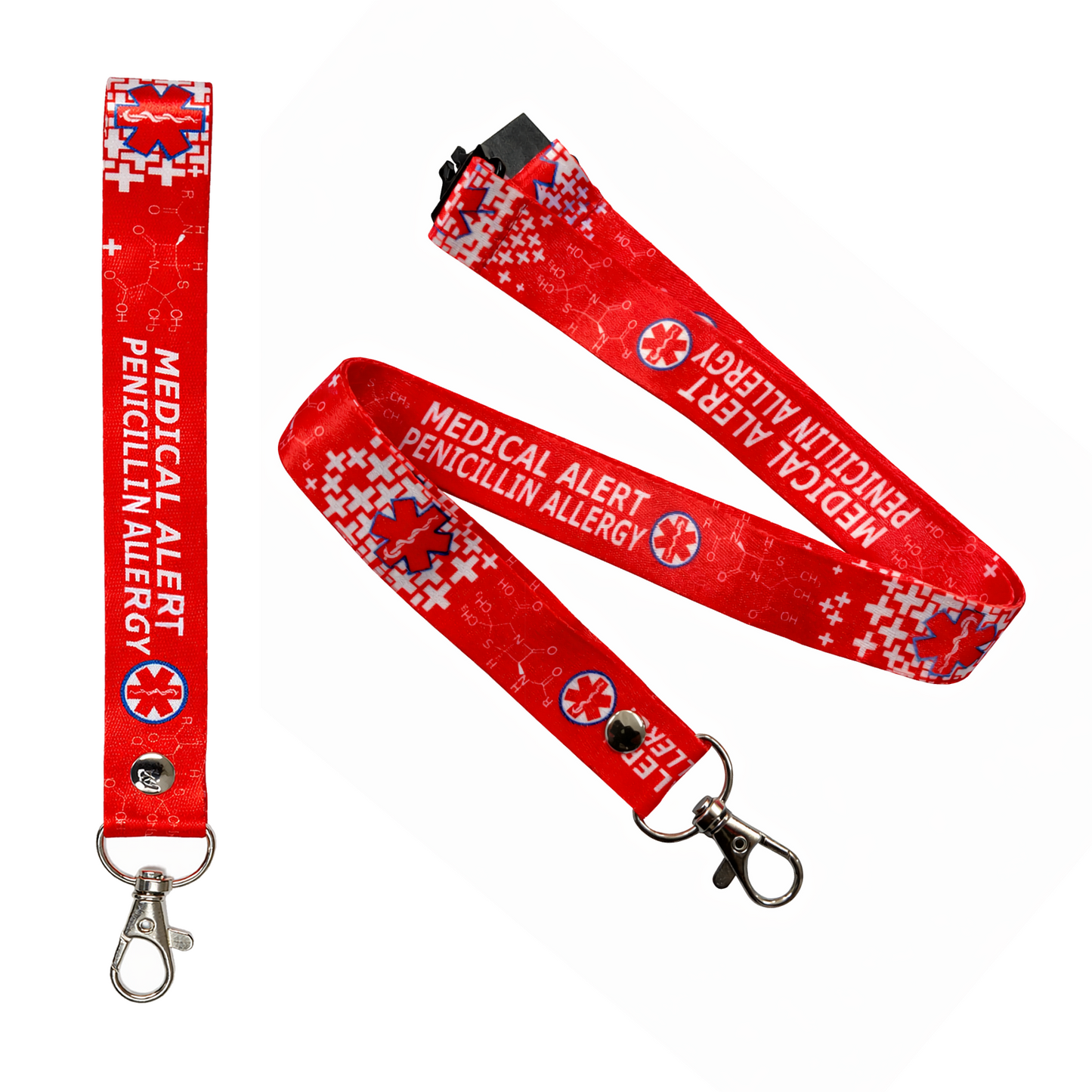 Medical Alert Penicillin Allergy Lanyard Key tag SET