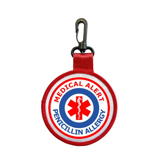 Medical Alert Penicillin Allergy Tag Pull Bag Key Ring Keyring condition