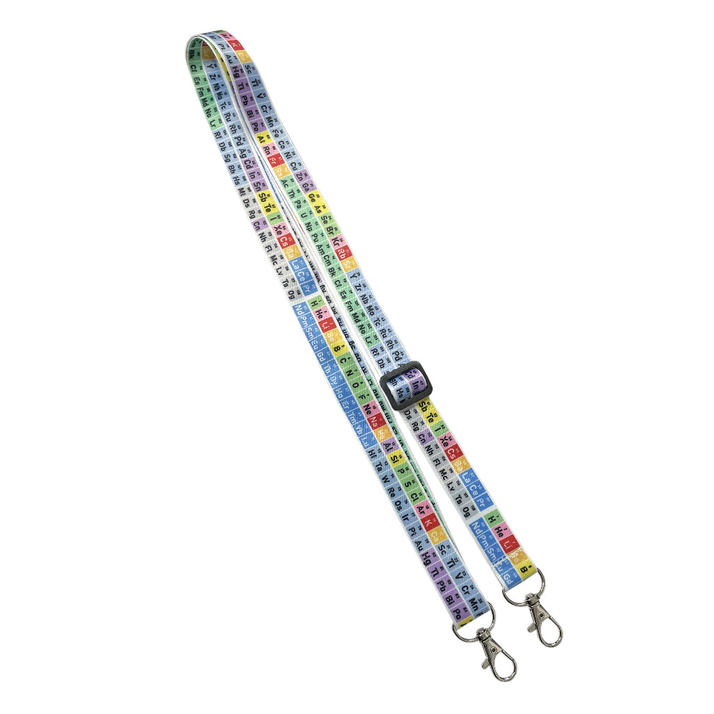 Periodic Table DOUBLE CLIP adjustable Lanyard neck strap ID holder Science chemistry bag phone