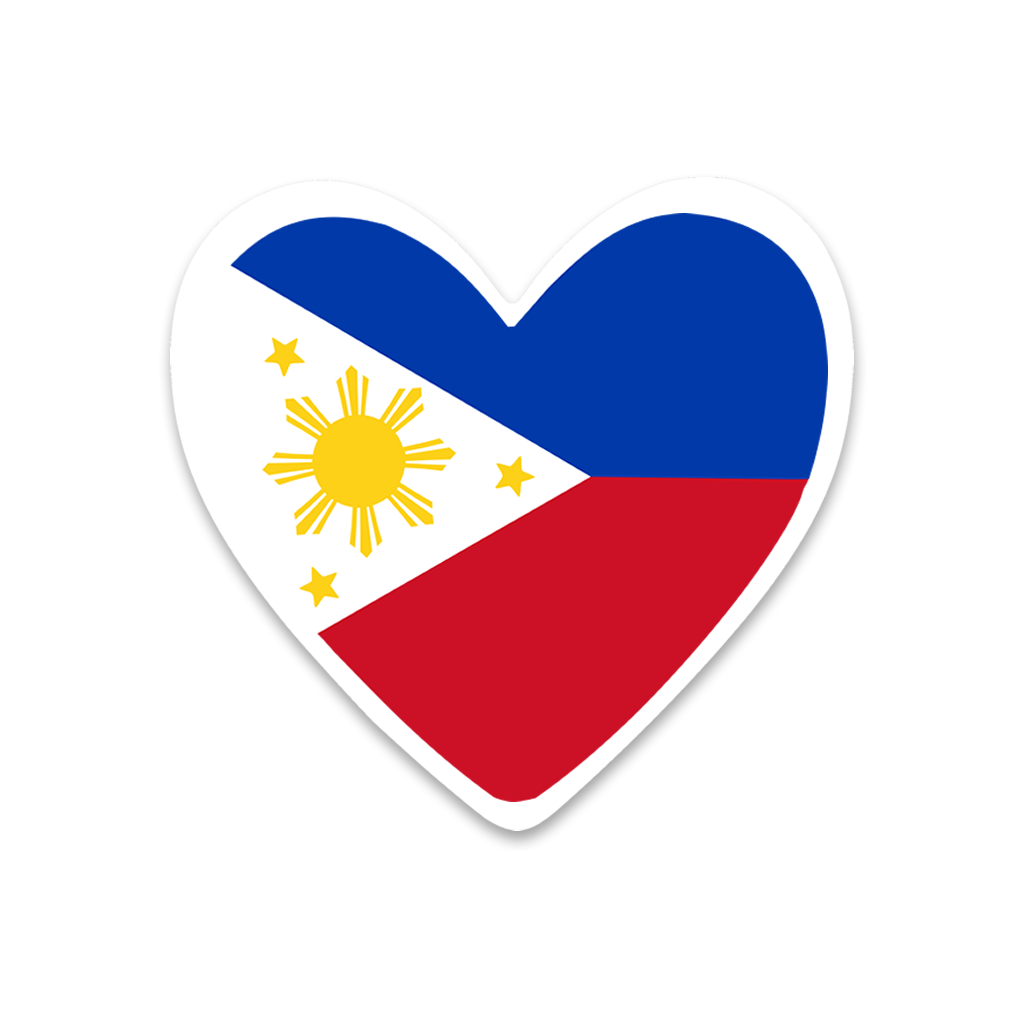4 PACK Philippines Flag heart waterproof Matte vinyl sticker paper Filipino team