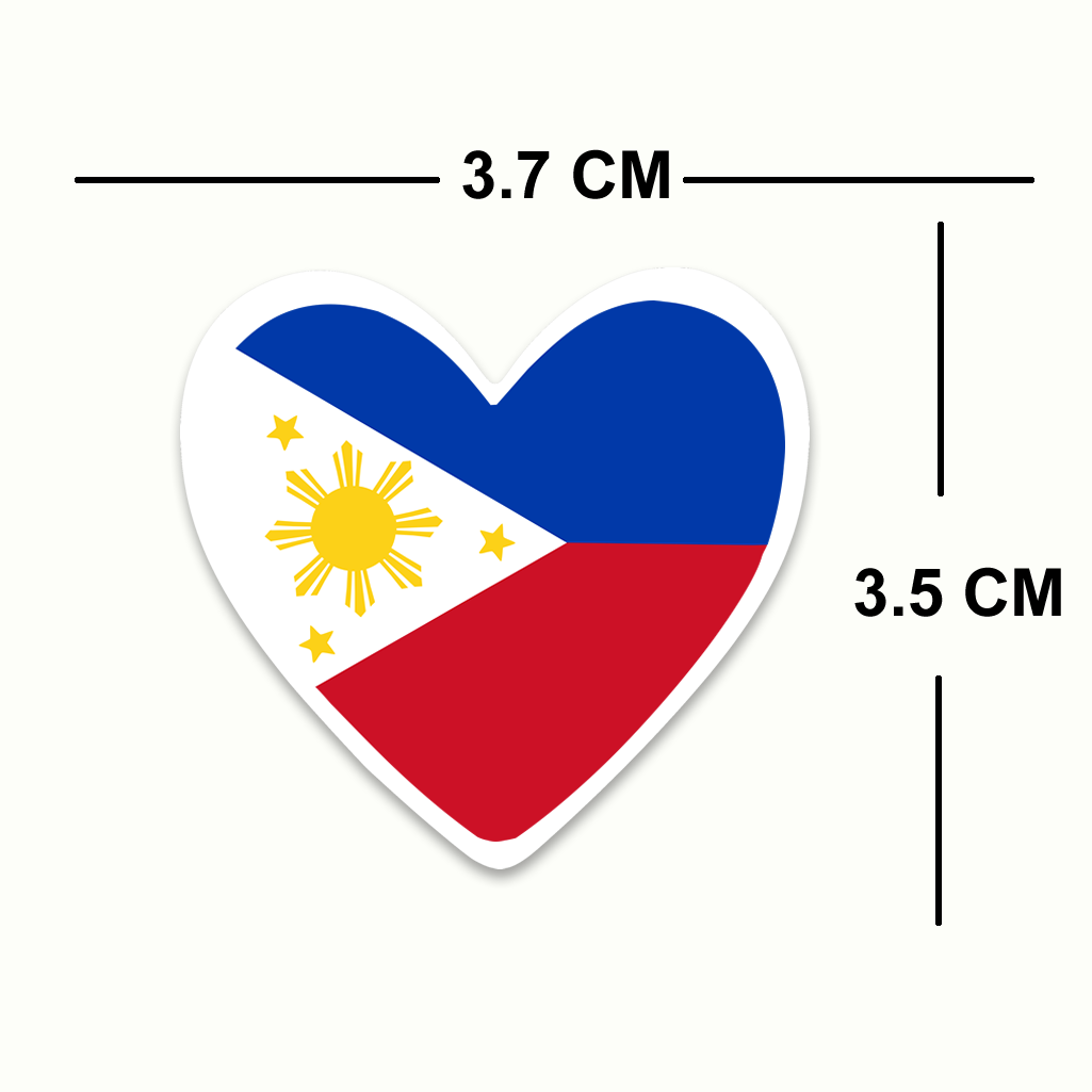 4 PACK Philippines Flag heart waterproof Matte vinyl sticker paper Filipino team