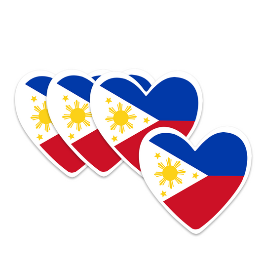 4 PACK Philippines Flag heart waterproof Matte vinyl sticker paper Filipino team