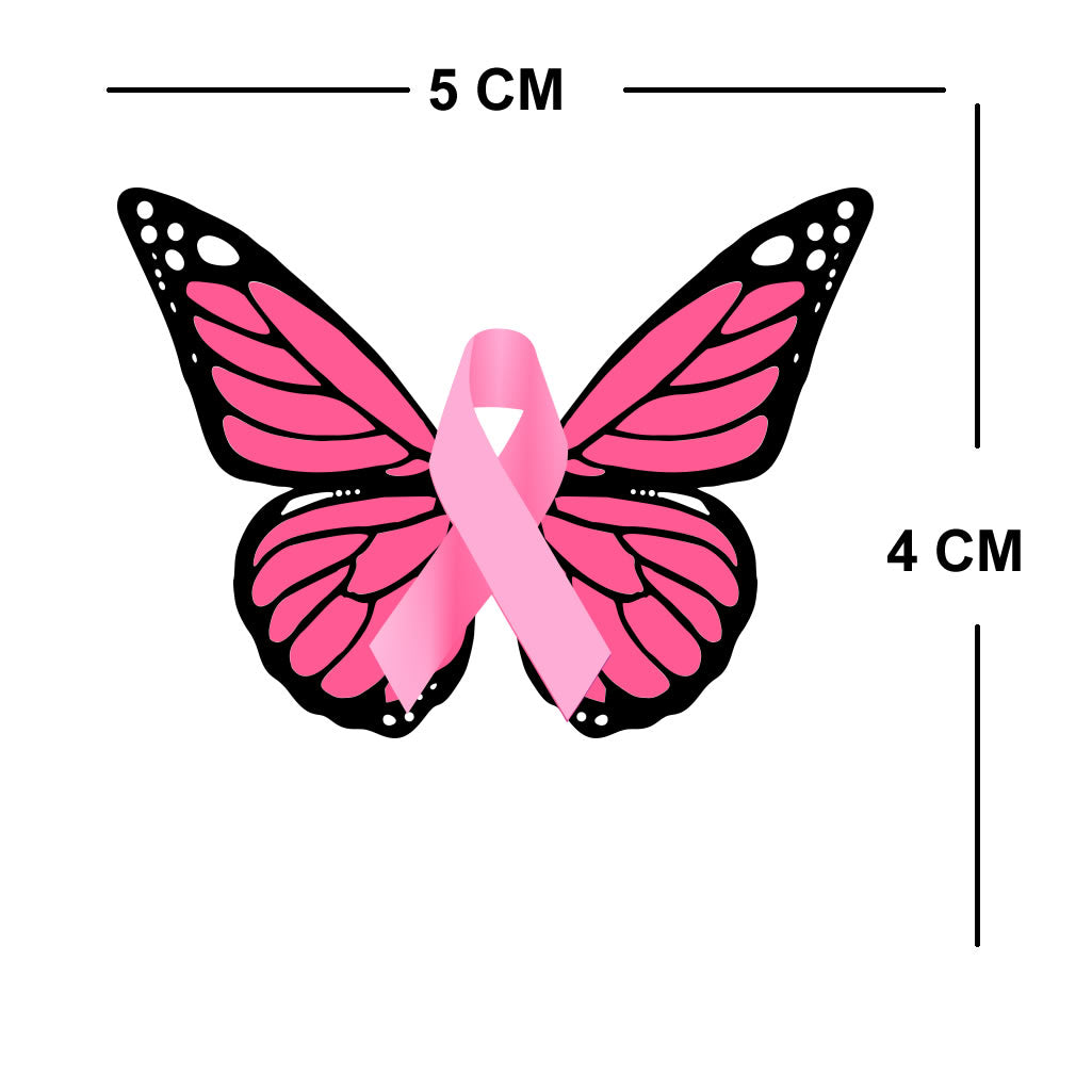 2 Pink Butterflies Temporary Tattoo Body art butterfly ribbon cancer awareness