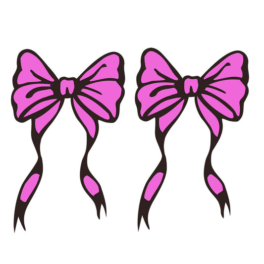 2 X Pink Bow TEMPORARY TATTOO long lasting waterproof tatts