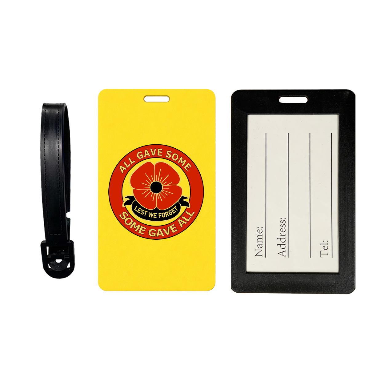 Poppy Suitcase Tag,  Luggage Tag, Travel ID Bag Lest we forget remembrance day d day