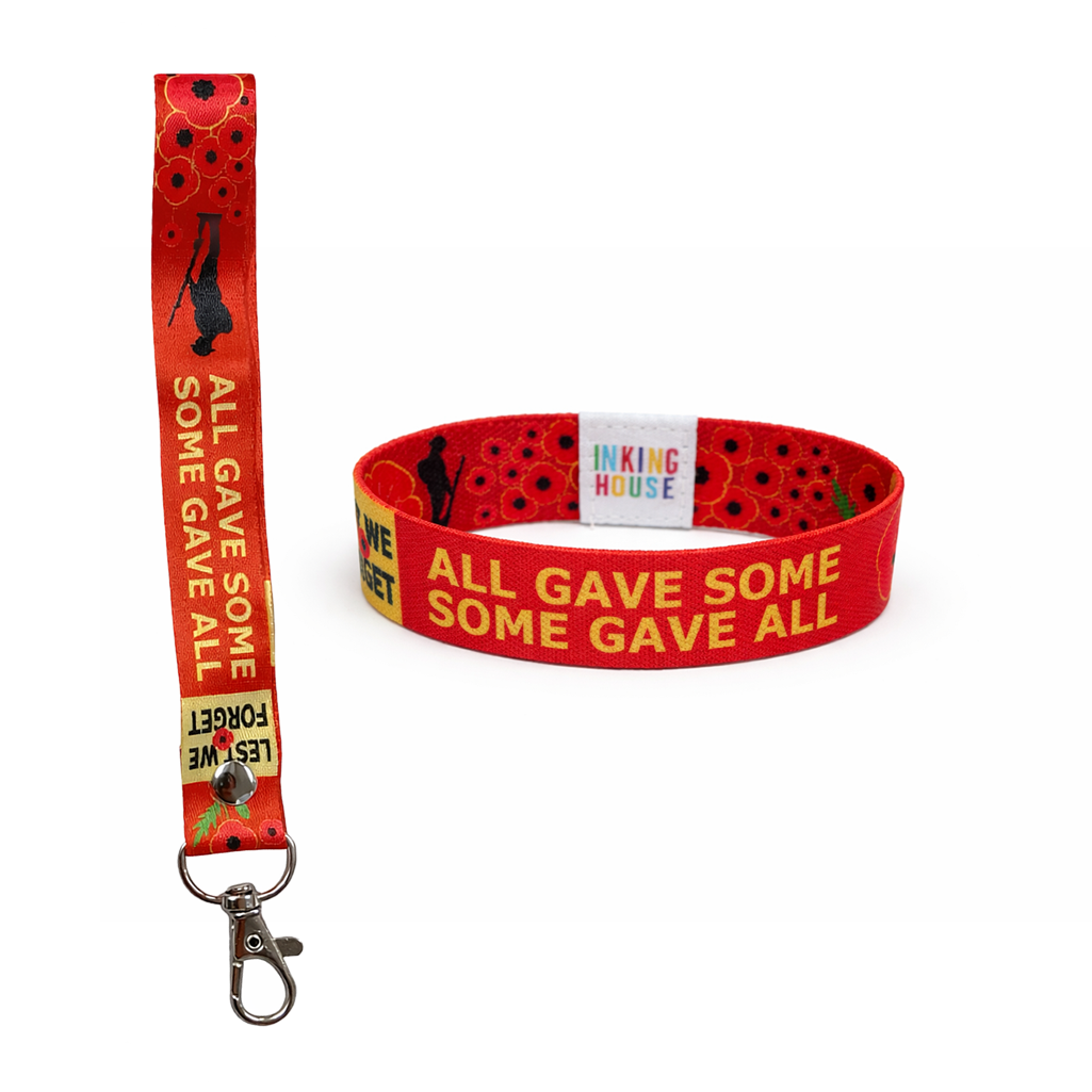 Set of Lest we forget elastic Wrist band wristband / Key tag poppy remembrance