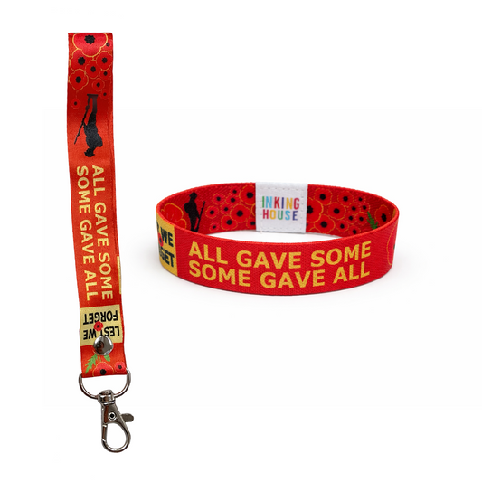 Set of Lest we forget elastic Wrist band wristband / Key tag poppy remembrance