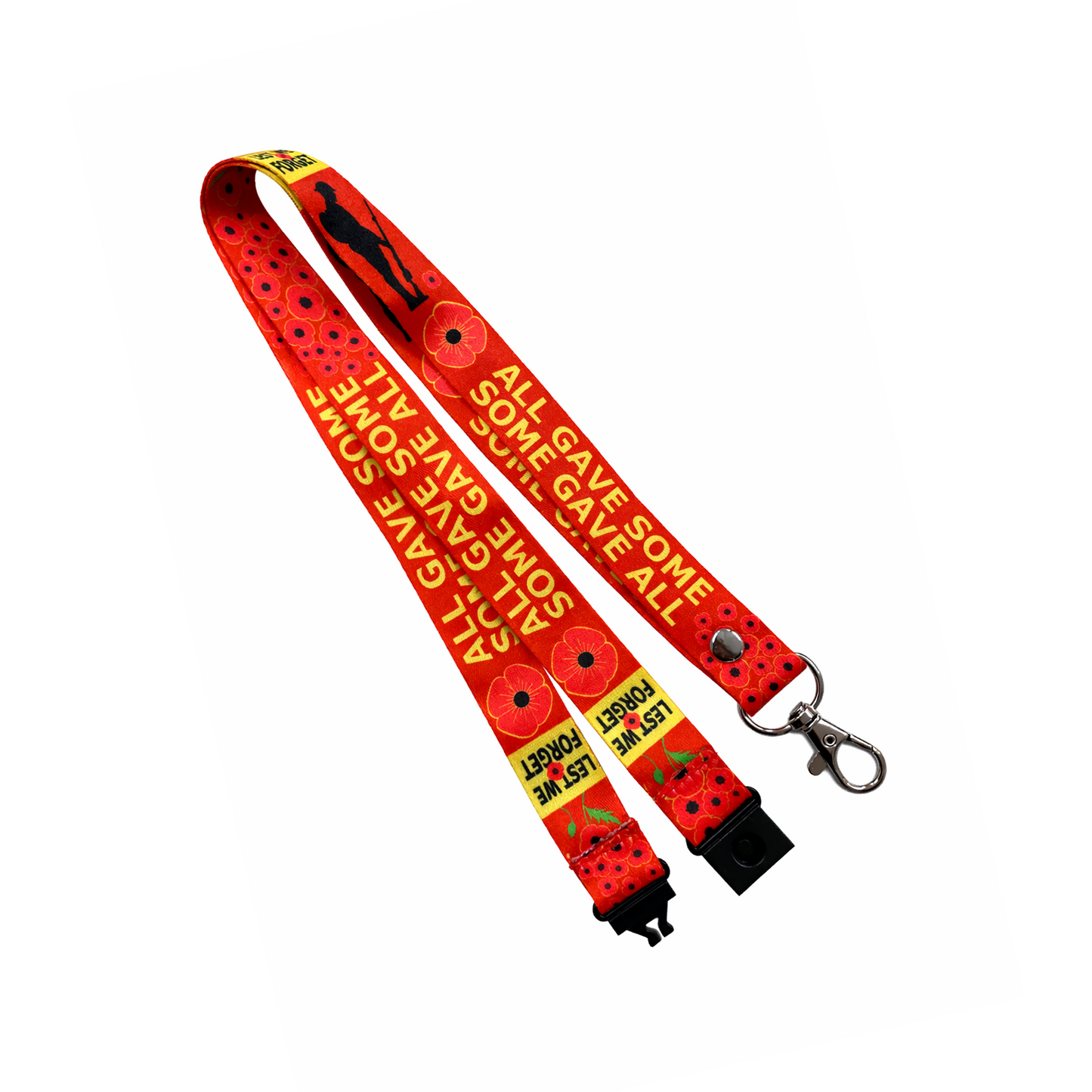 Lest We Forget poppy Lanyard Key tag set Safety breakaway clip remembrance day