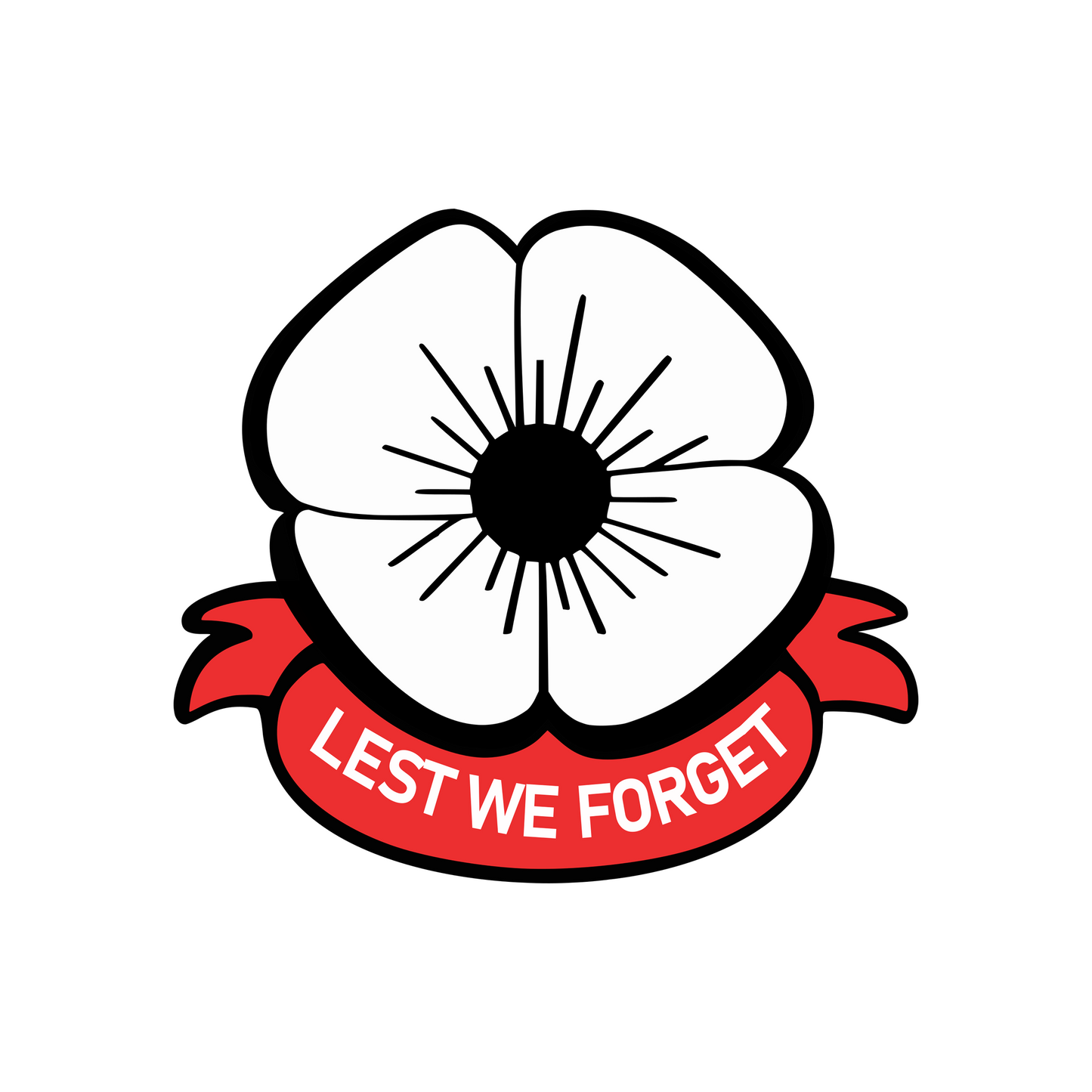 2 x Lest we forget White POPPY iron on transfers Anzac Remembrance Day resist