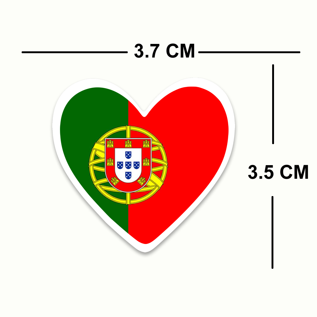 4 PACK Portugal Flag heart waterproof Matte vinyl sticker paper Portuguese team