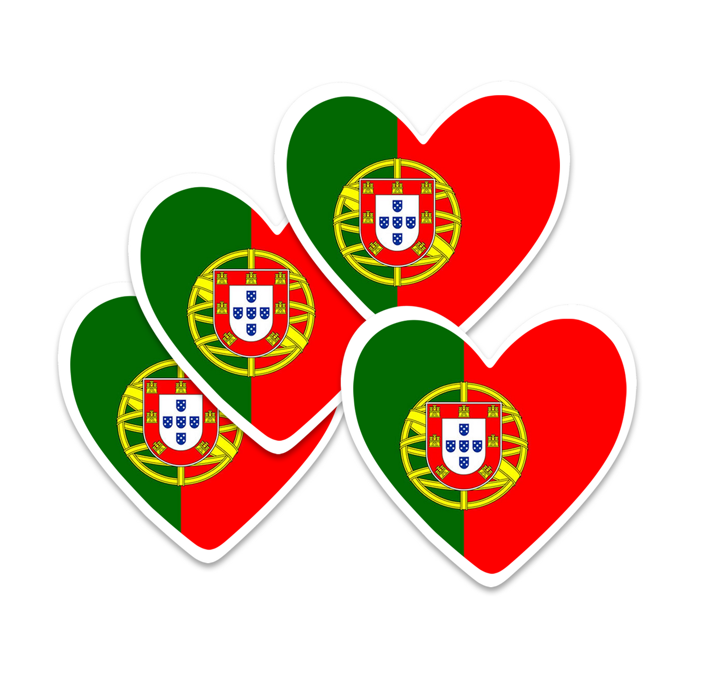 4 PACK Portugal Flag heart waterproof Matte vinyl sticker paper Portuguese team