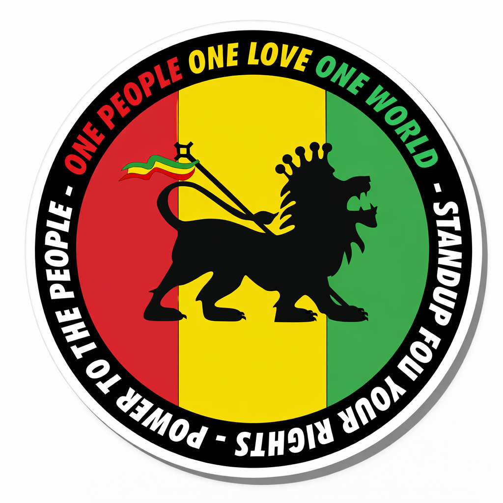 4 PACK One love one world waterproof Matte vinyl sticker Jamaica Rasta lion Flag