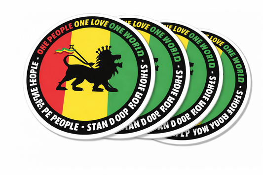 4 PACK One love one world waterproof Matte vinyl sticker Jamaica Rasta lion Flag