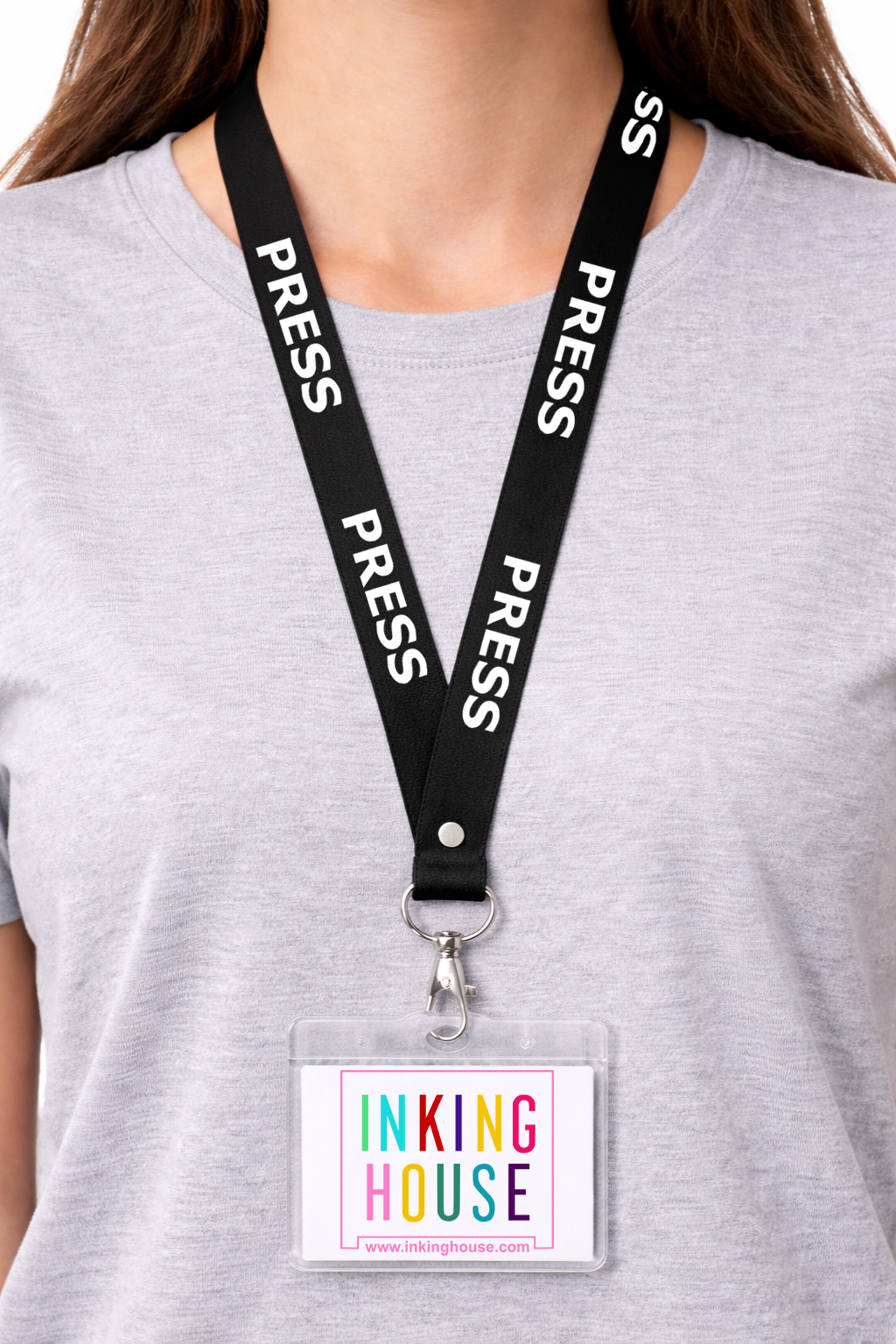 PRESS printed Lanyard - neck strap, ID HOLDER reporter