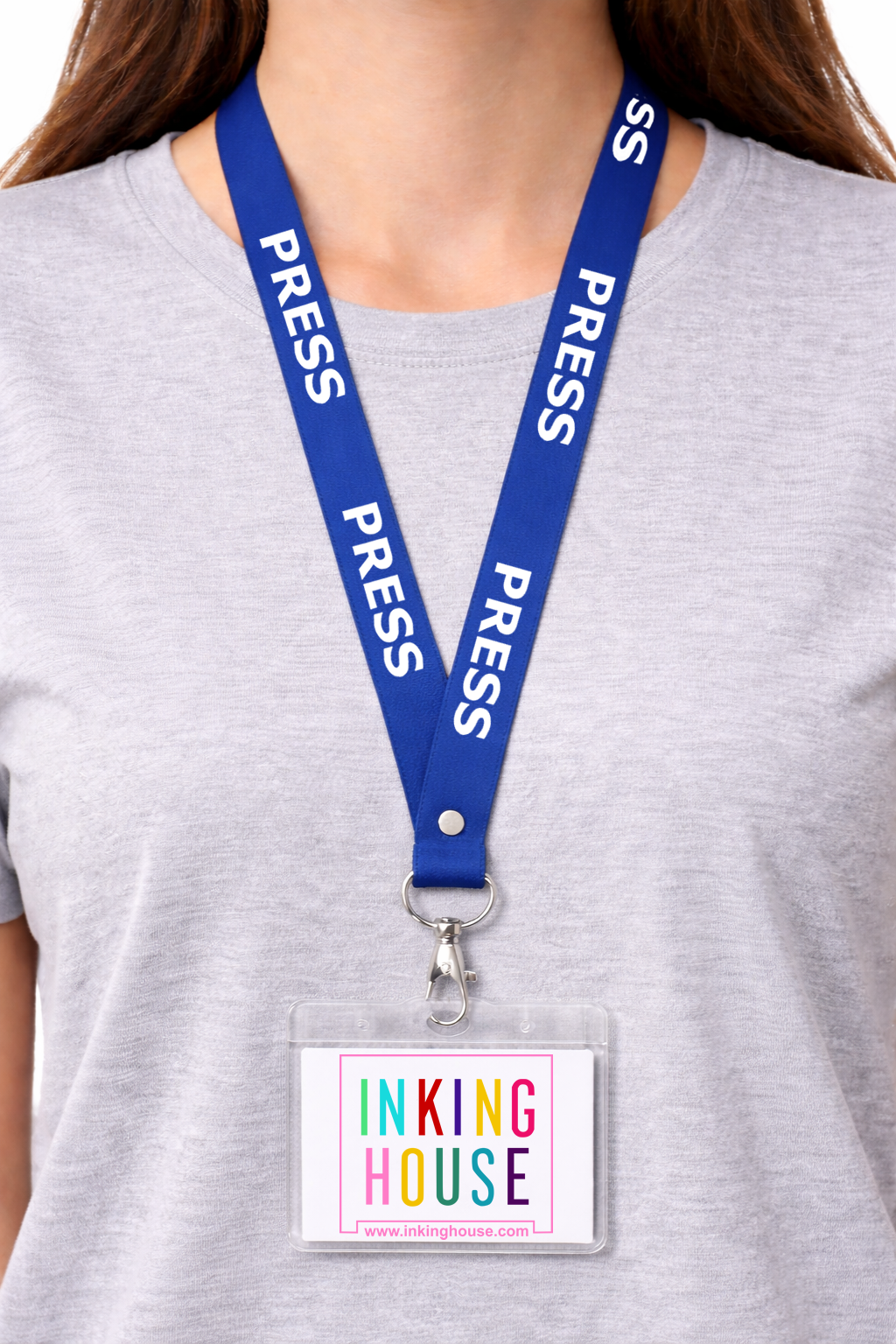 PRESS printed Lanyard - neck strap, ID HOLDER reporter