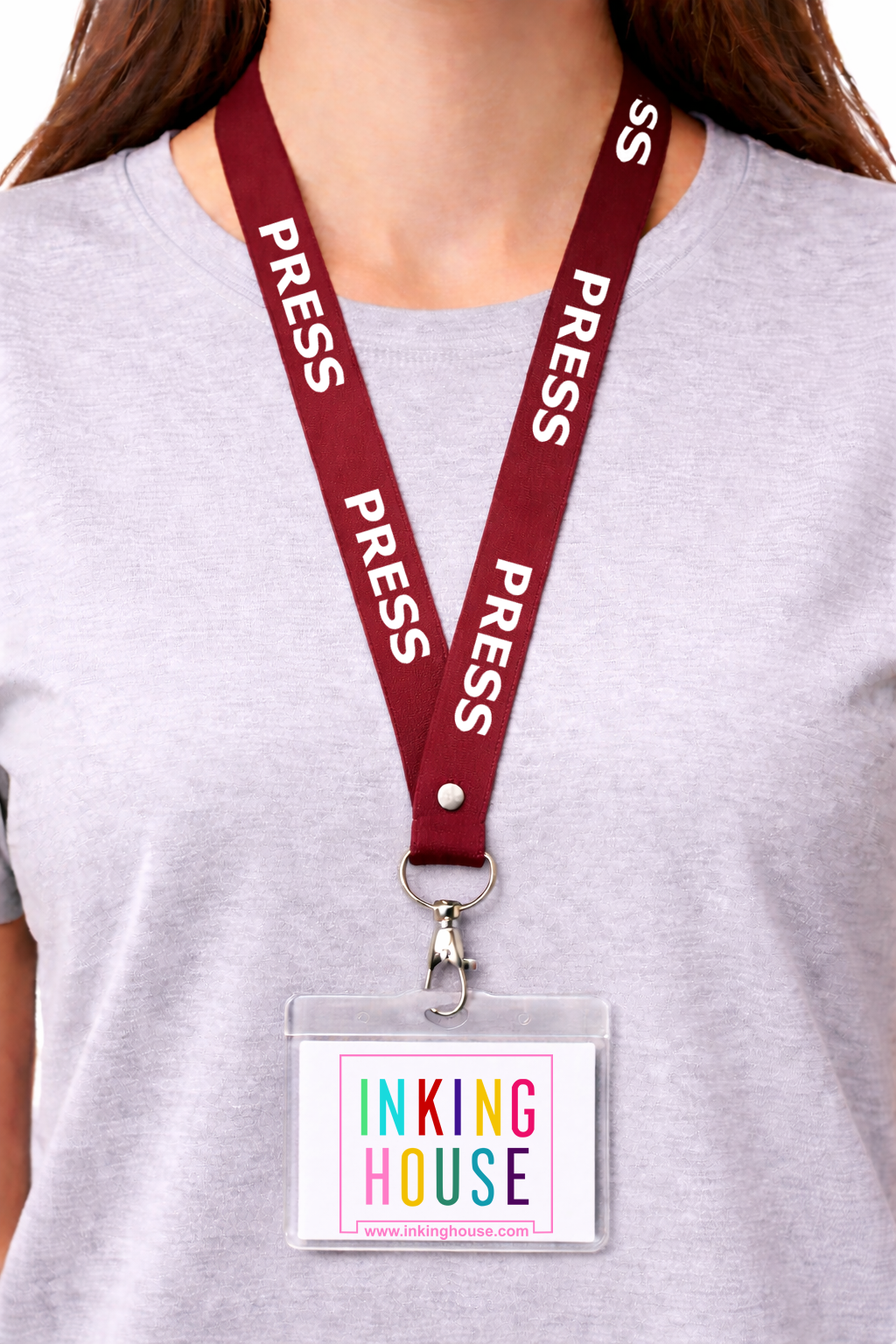 PRESS printed Lanyard - neck strap, ID HOLDER reporter