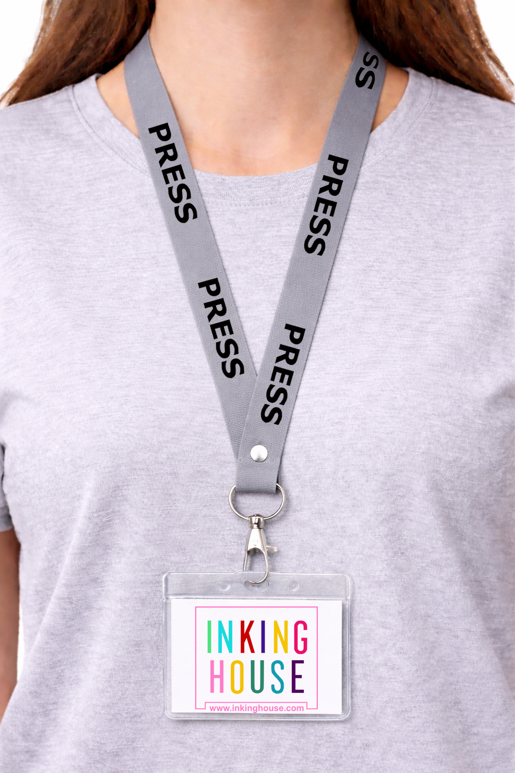PRESS printed Lanyard - neck strap, ID HOLDER reporter