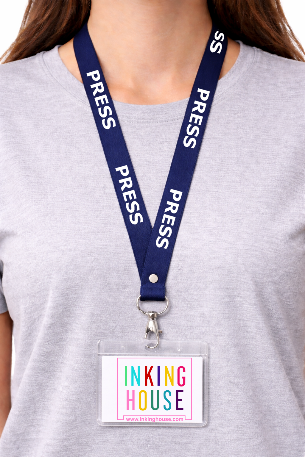 PRESS printed Lanyard - neck strap, ID HOLDER reporter