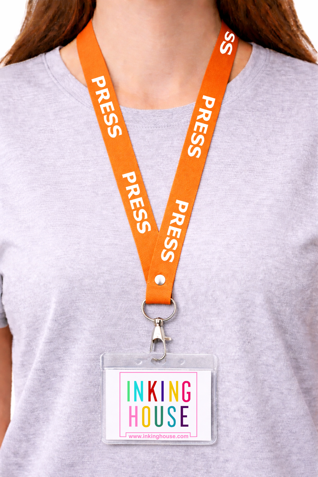 PRESS printed Lanyard - neck strap, ID HOLDER reporter