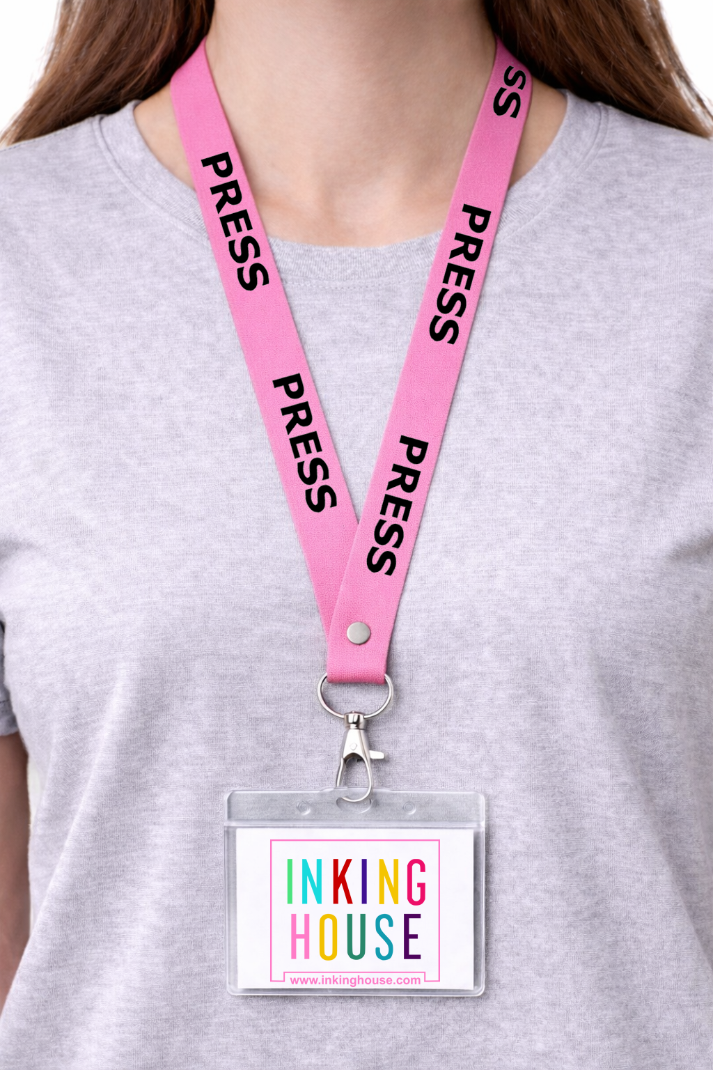PRESS printed Lanyard - neck strap, ID HOLDER reporter
