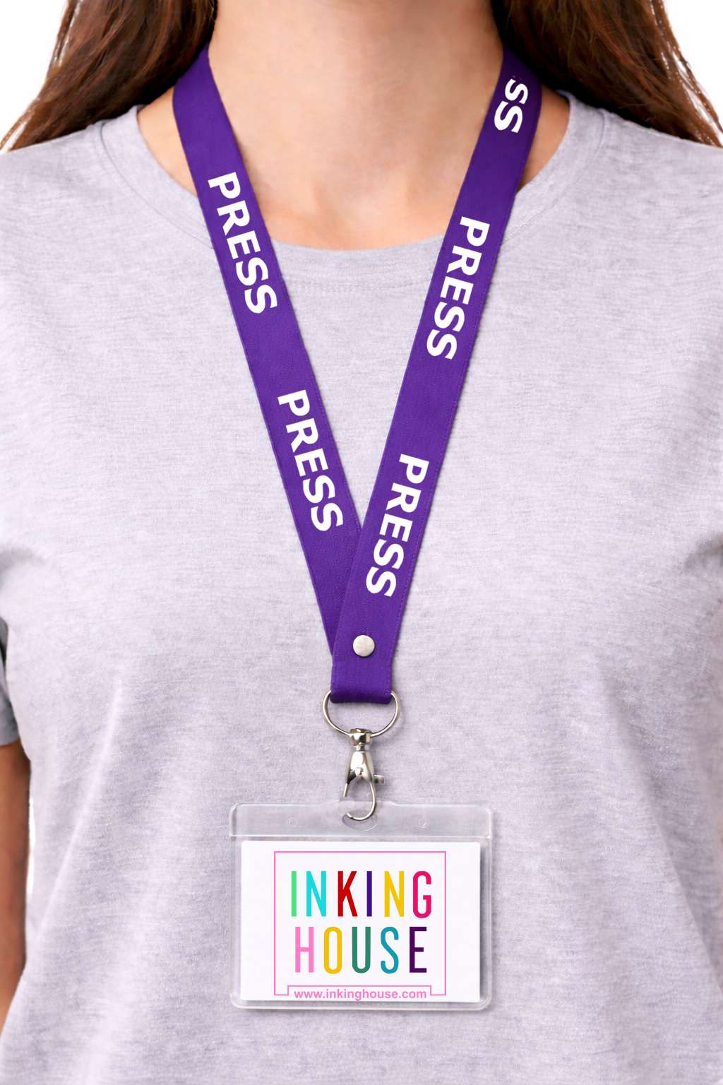 PRESS printed Lanyard - neck strap, ID HOLDER reporter