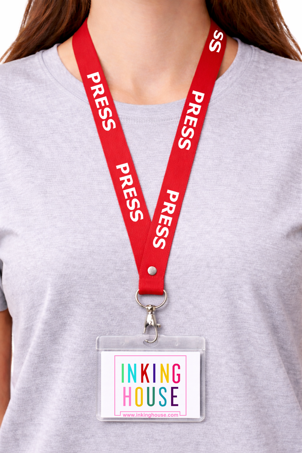 PRESS printed Lanyard - neck strap, ID HOLDER reporter