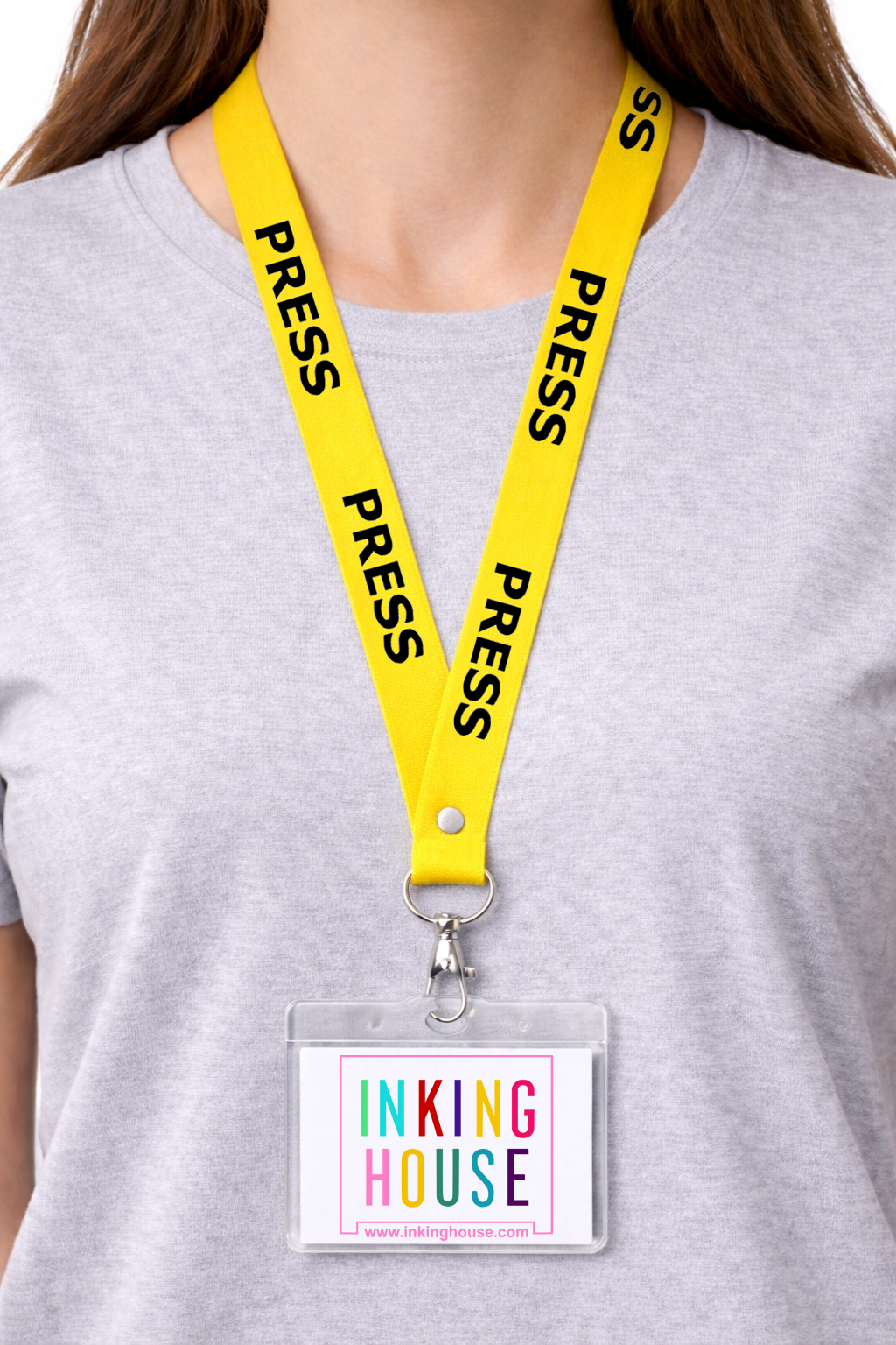 PRESS printed Lanyard - neck strap, ID HOLDER reporter
