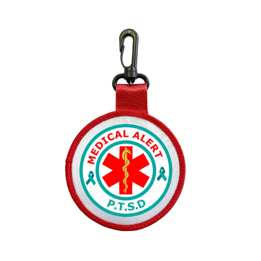 Medical Alert PTSD awareness Luggage Tag Pull Bag Key Ring Keyring green ribbon