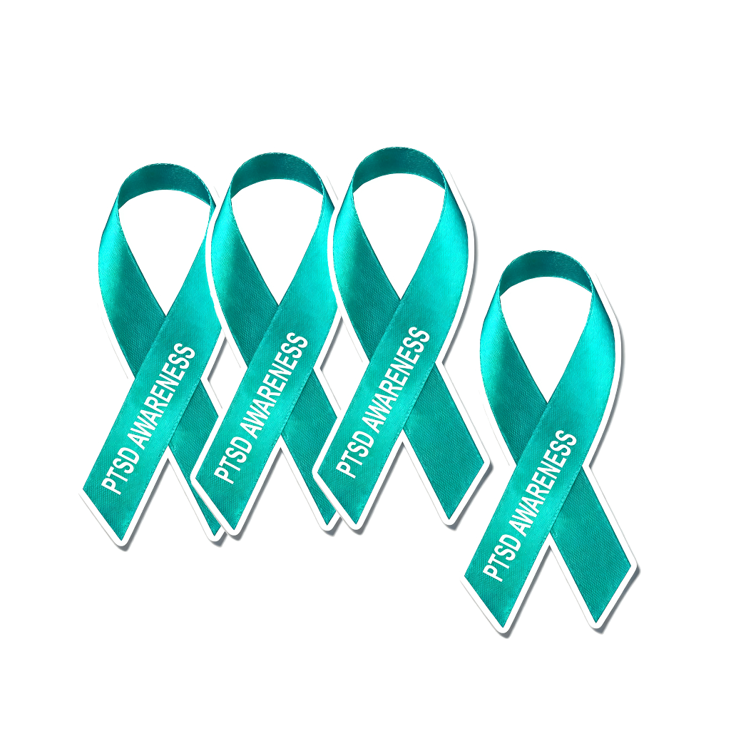 4 PACK PTSD awareness waterproof Matte vinyl sticker paper green ribbon