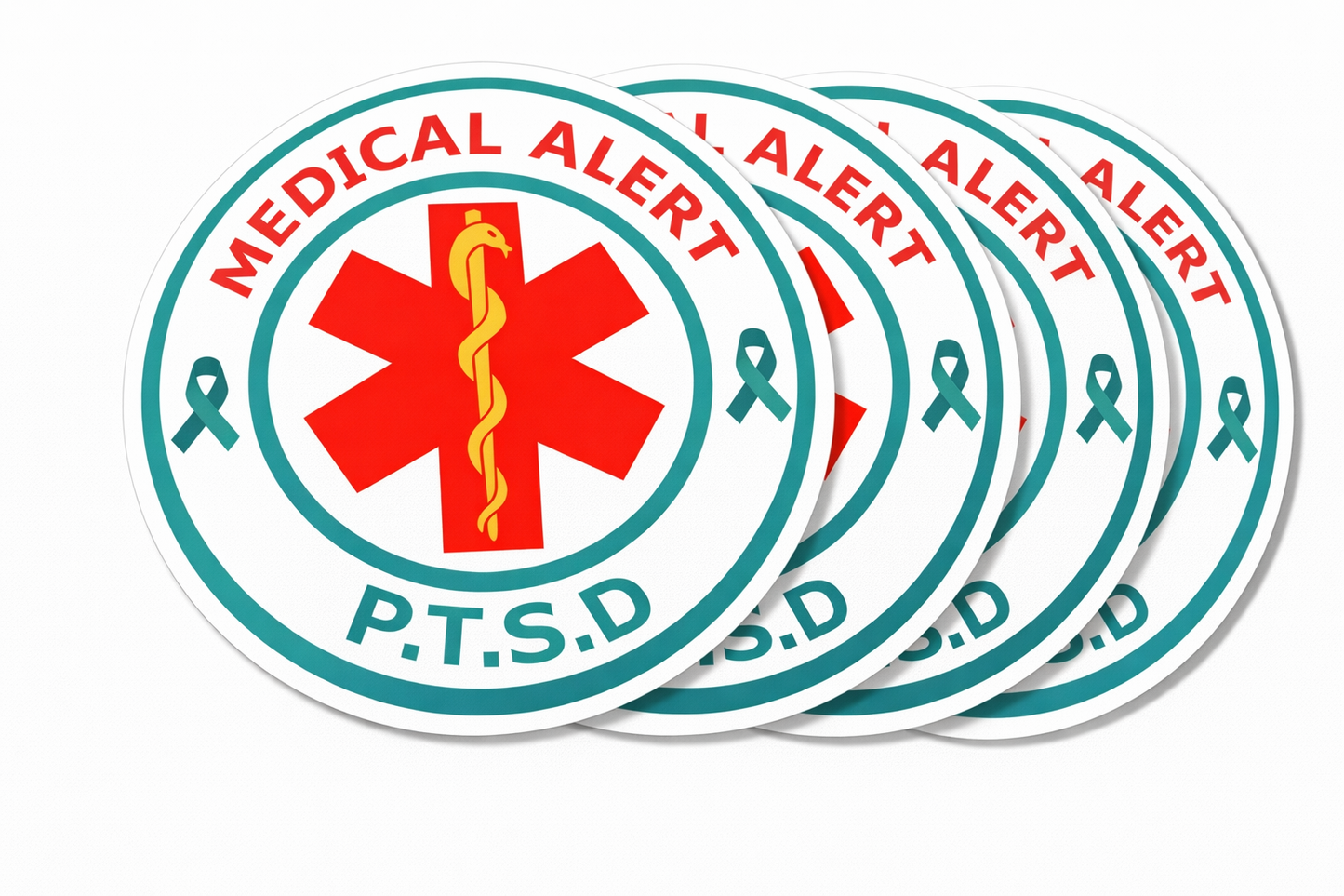 4 PACK Medical alert PTSD awareness waterproof Matte vinyl sticker