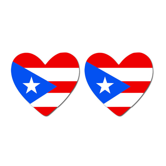2 x  Puerto Rico Flag Heart Temporary Tattoo Puerto Rican Team support