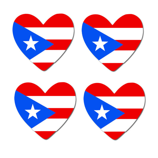 4 X PUERTO RICO flag Heart Iron on transfer