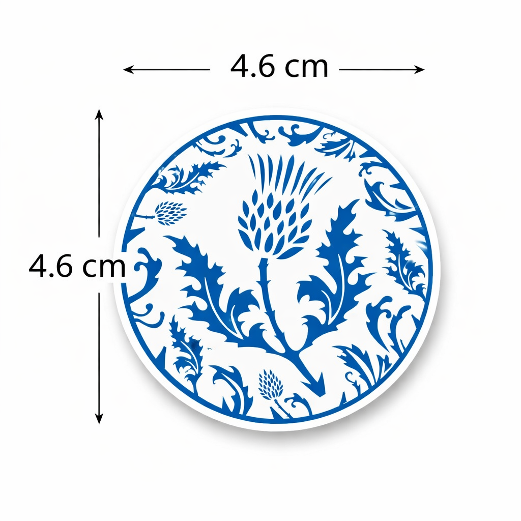 Scottish Thistle Vinyl Stickers, Blue and White Floral Design, Waterproof Matte Finish, 4 Pack