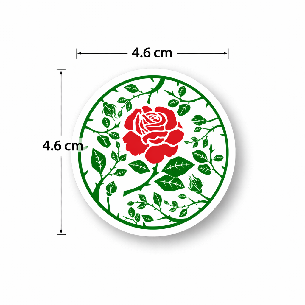England Rose Design Waterproof Vinyl Matte Sticker Label, 4 Pack