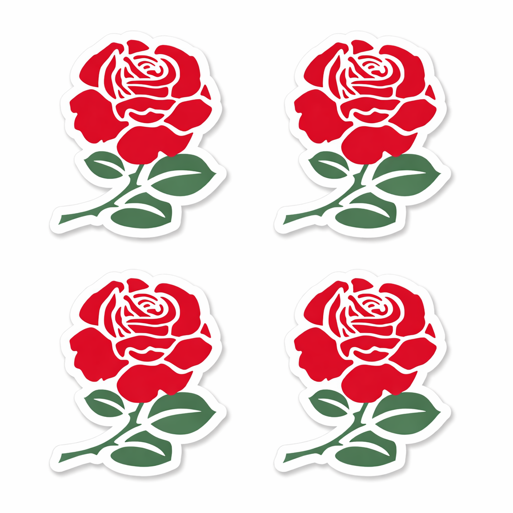 England Rose Vinyl Sticker label, Matte Waterproof,4 Pack, English rose, team