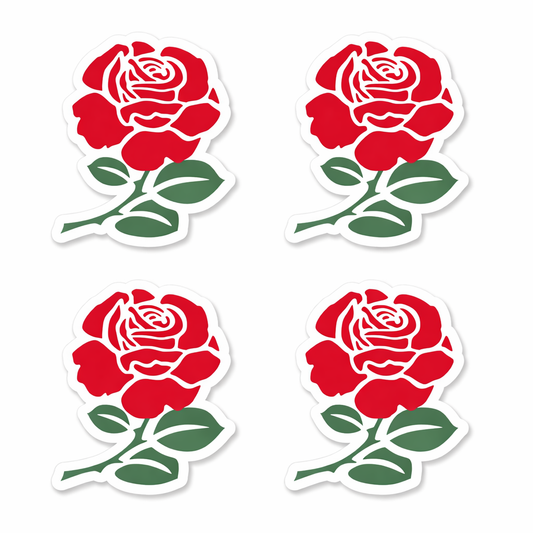 England Rose Vinyl Sticker label, Matte Waterproof,4 Pack, English rose, team