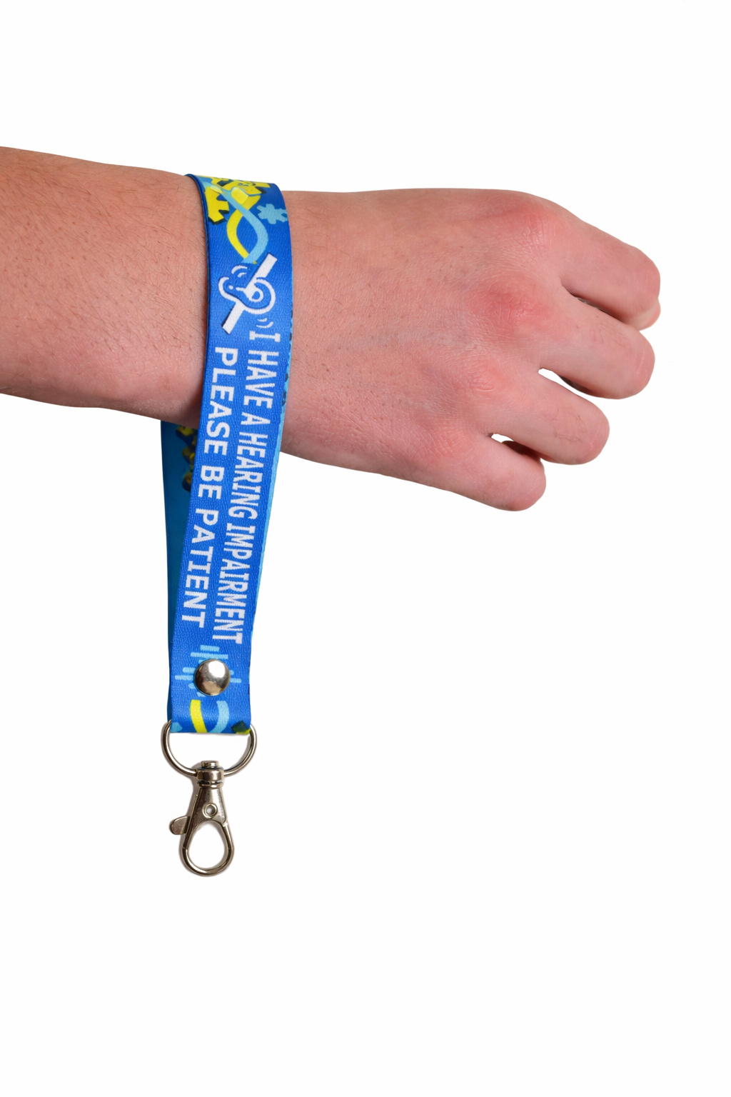Set of Hearing Impairment elastic Wrist band wristband / Key tag loss awareness
