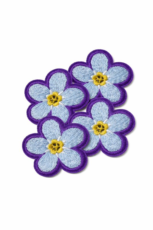 Alzheimer’s Awareness Forget Me Not Flower iron on / sew on Embroidery Patch