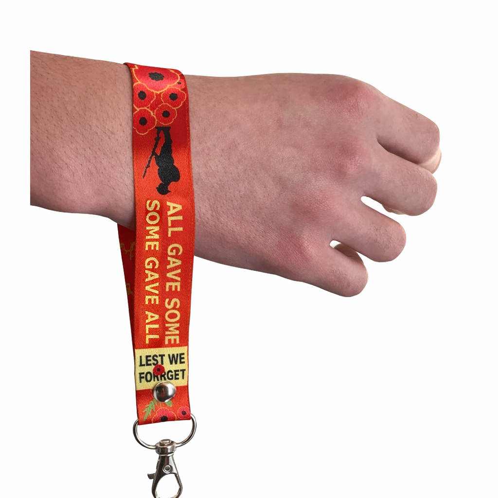 Set of Lest we forget elastic Wrist band wristband / Key tag poppy remembrance