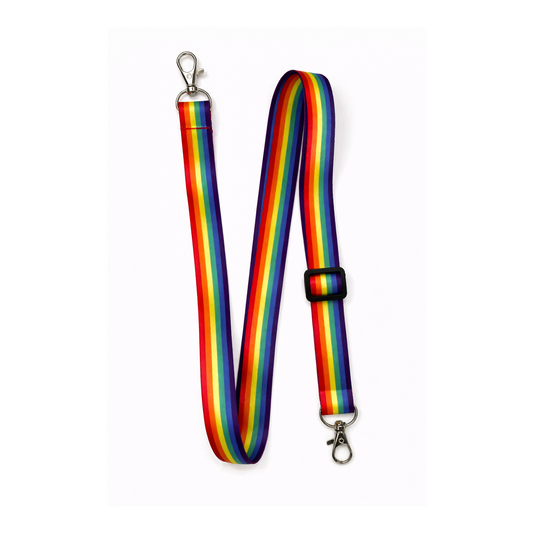 LGBT rainbow DOUBLE CLIP adjustable Lanyard neck strap ID holder bag lgbtq pride