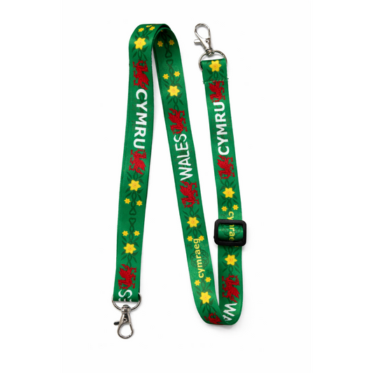 Wales DOUBLE CLIP adjustable Lanyard neck strap ID holder extendable phone bag welsh dragon
