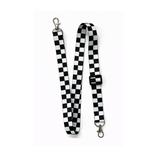 Chequered Flag CLIP adjustable Lanyard neck strap ID holder racing phone bag
