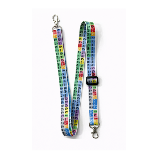 Periodic Table DOUBLE CLIP adjustable Lanyard neck strap ID holder Science chemistry bag phone