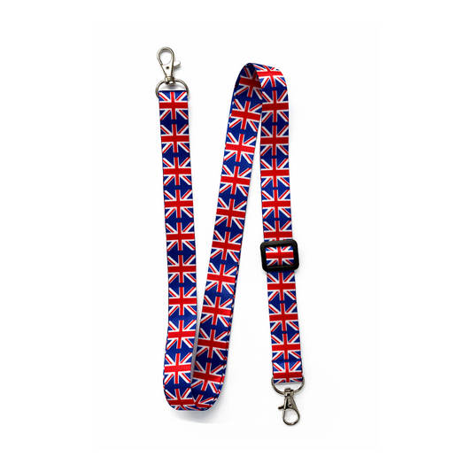 Union jack DOUBLE clip adjustable Lanyard neck strap ID holder phone bag UK Flag