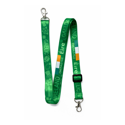 IRELAND DOUBLE CLIP adjustable Lanyard neck strap ID holder phone bag IRISH flag