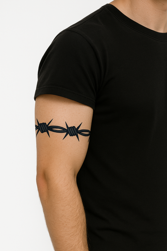 Set of 2 x Barbed Wire SEMI PERMANENT  Tattoo Waterproof Lasts 1 week  armband body art tattoo