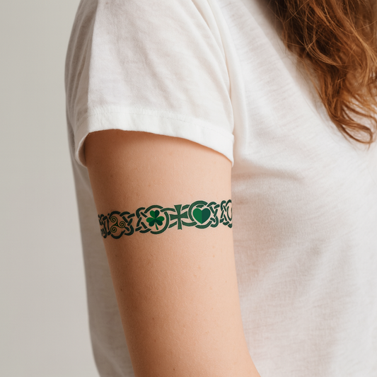 Ireland Armband Temporary Tattoo Waterproof Irish shamrock cross lucky heart Symbol