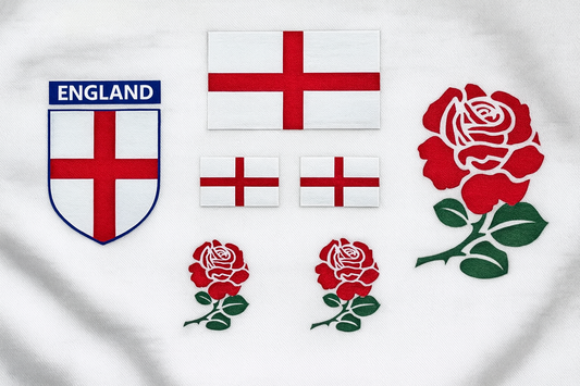 7 X  England Iron on Transfers for Fabrics English rose England Team Flag