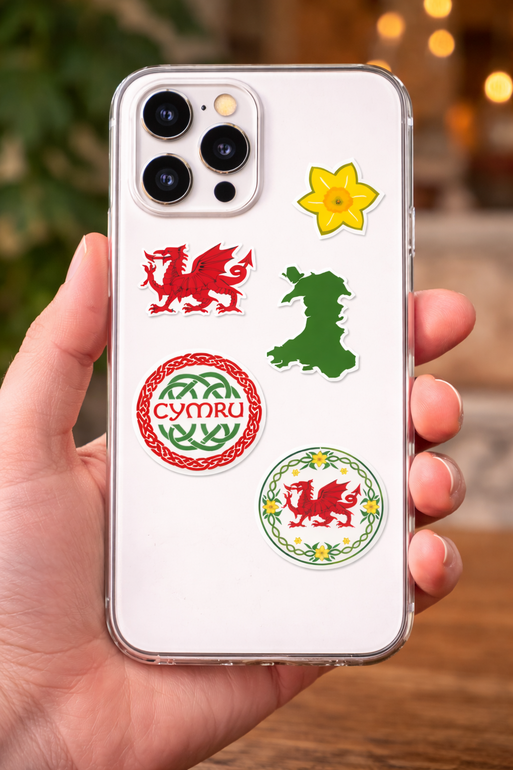Inking House Set of 5 Wales Celtic Symbol waterproof Vinyl Stickers, Cymru Welsh Dragon Daffodil Wales Map
